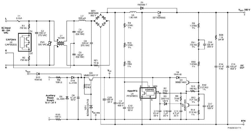 RDR-248, RDR248, Reference Design Report for a Low-Power, Low-Cost 180 W PFC Front End Using HiperPFS PFS708EG