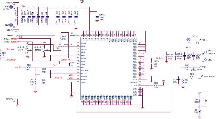 LTM4601EV Demo Board, Polyphaser High Density Power Module