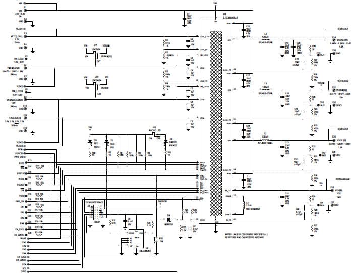 LTC3589 Demo Board, 8-Output Regulator with Sequencing and I2C