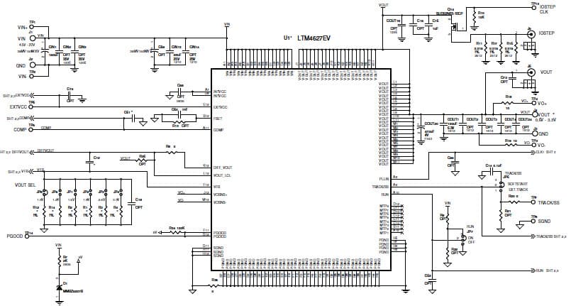 LTM4627EV Demo Board, 50A Paralleled Polyphase Step-Down Supply (Quad LTM4627)