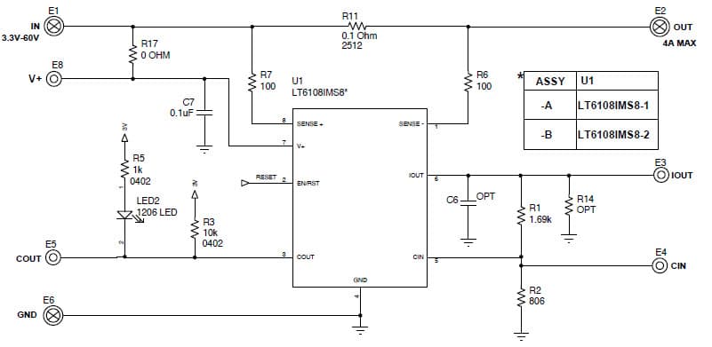 LT6108-1 Demo Board, High Side Current Sense Amplifier w/ Reference and a Comparator