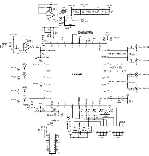 LMH1982SQEEVAL, Evaluation Board Using LMH1982 Multi-Rate Video Clock and Timing Generator with LMH1981 SD/HD Video Sync Separator