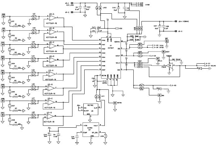 EVAL-AD7927CB, evaluation board used to test AD7927, 12-Bit, 200KSPS, 8CH ADC for Instrumentation