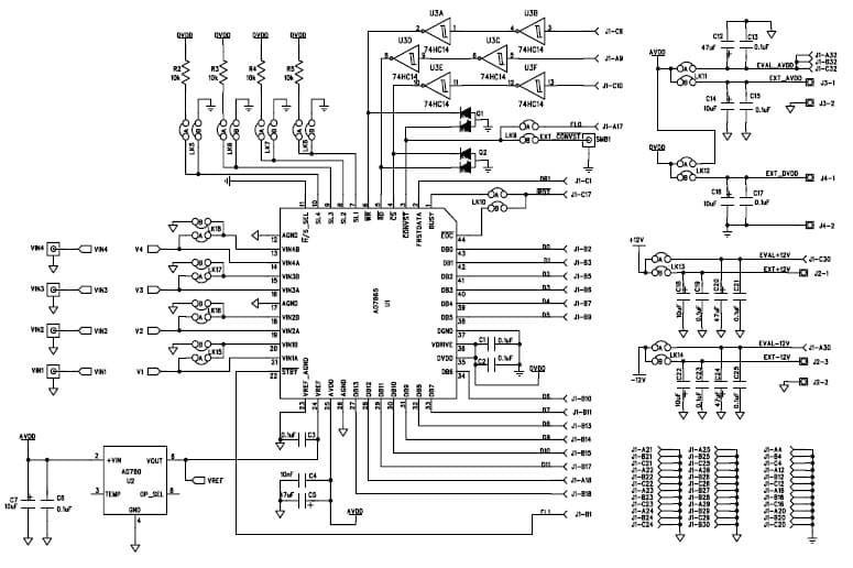 EVAL-AD7865CB, evaluation board for the AD7865, 14-Bit, 350KSPS, 4CH ADC for AC Motor