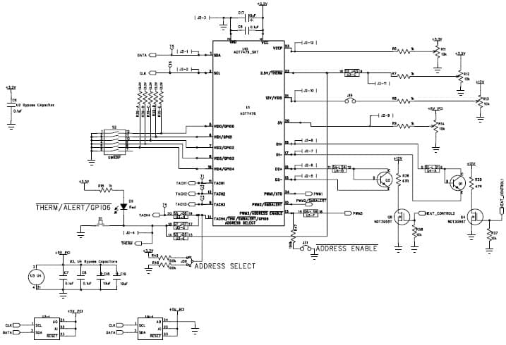 EVAL-ADT7476, Evaluation Board for the ADT7476 thermal Monitor and Multiple PWM Fan Controller