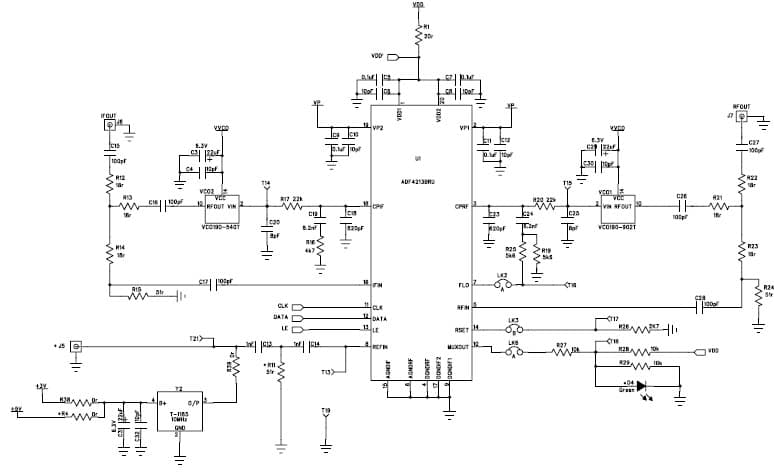 EVAL-ADF4213EB1, Evaluation Board for the ADF4213, 900 MHz PLL Clock Generator for Wireless LAN