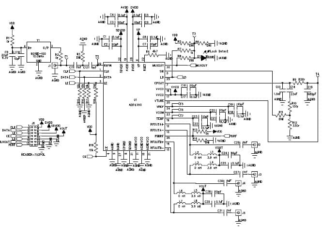 EVAL-ADF4350EB1Z1, Evaluation Board is designed for the ADF4350 PLL Clock Generator for Wireless Infrastructure