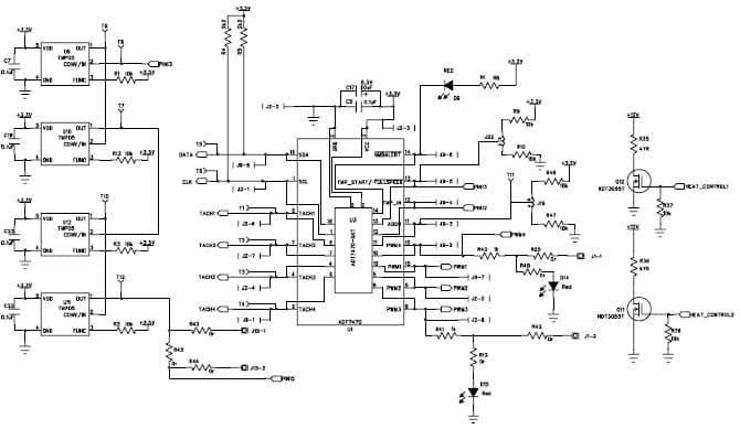 EVAL-ADT7470EBZ, Evaluation Board for ADT7470 to act as a temperature-sensing hub for four on-board TMP05 temperature sensors