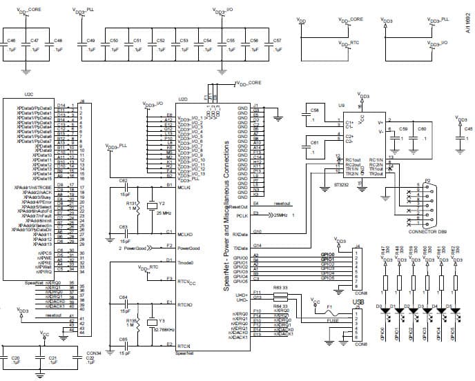 SPEArNet, Evaluation Board for SPEAR-07-NC03 Smart Communication Controller for Universal Serial Bus (USB) and Ethernet communications