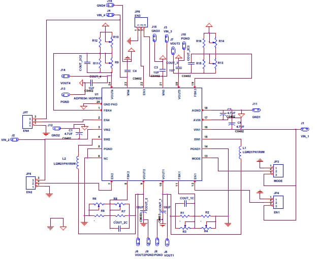 Evaluation Board for the ADP5037 Micro Power Management Unit