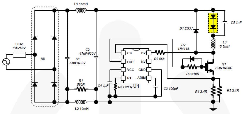 Reference design supports inclusion of FL7701 in design of LED illumination