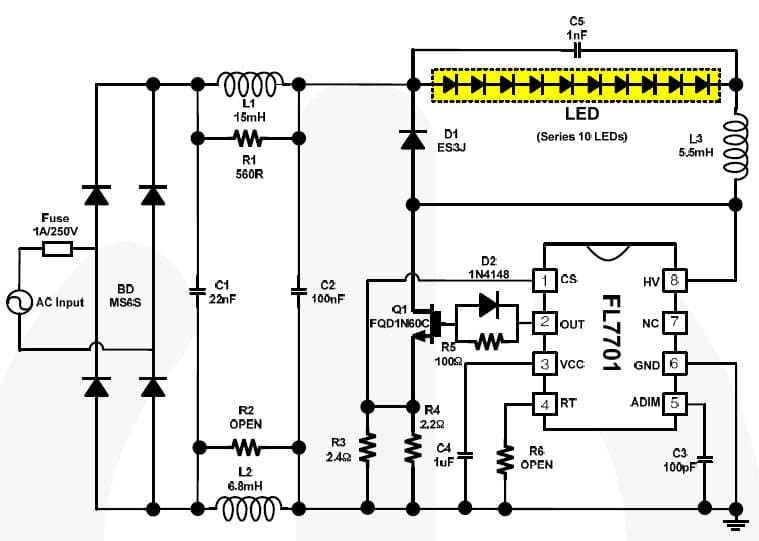 Reference design supports inclusion of FL7701 in design of LED illumination