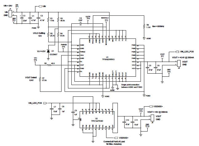 PMP8372, 24V Input, Low Noise, Split-Rail (+/-5V) Output Voltages with 300mA Outputs