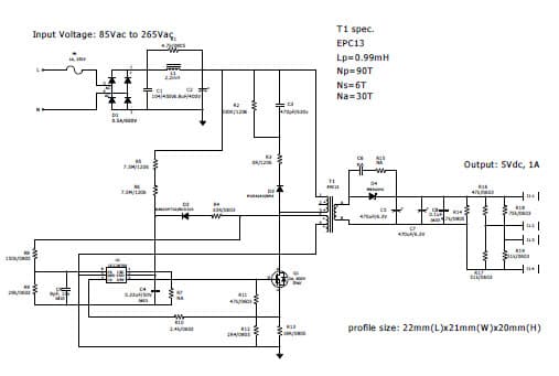 PMP4335, Universal AC input 5V1A Charger