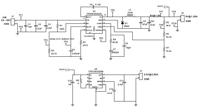 PMP7076.1, Non-Isolated Buck - using TPS54140 w/ input of 24 to 30 VDC 5V@1.25A