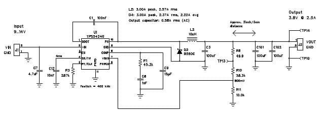 PMP8537, 3.8V @ 2.5A Buck Converter