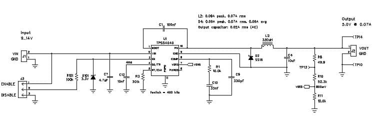 PMP7220, 5.0V @ 70mA Buck Converter