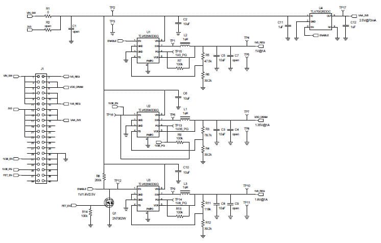 PMP8274.1, Small Integrated Sync Bucks and an LDO for Low Voltage Outputs for a Solid State Drive