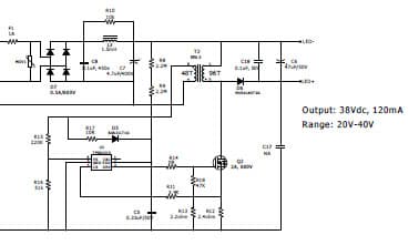 PMP4340.1, Low Cost 4.2W Non-Isolated GU10 LED Driver Solution (20Vout@.12A)