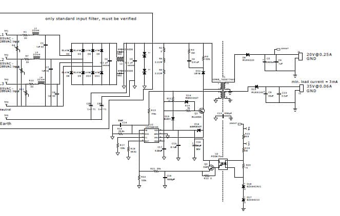 PMP7040.2, Isolated Flyback for Metering using UCC28610 w/ input of 147 to 400 VAC 35V@0.06A