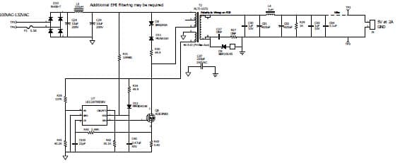 PMP8477, Primary-Side Regulated Flyback with 120VAC Input,(5V @ 2A)