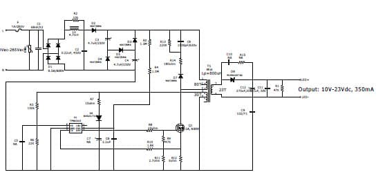 PMP4342, Low cost 7W A-Lamp LED Driver Solution using Primary Side Sensing LED Controller