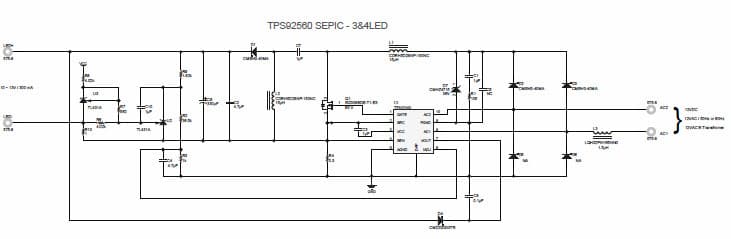 PMP8021, Universal Supply Source - 12VAC / 12VDC to 300mA SEPIC Converter for MR16/AR111 (3/4 LEDs, 10 - 13V) application