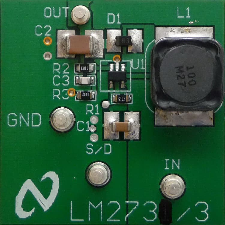 LM2733YEVAL/NOPB, Evaluation Board for the LM2731X, 12V DC to DC Single Output Power Supply for Cellular Phone