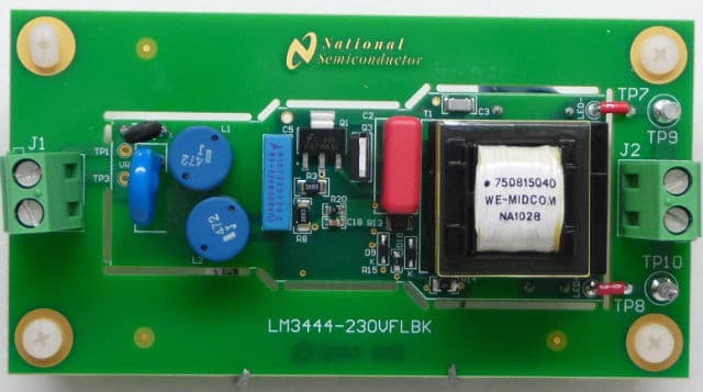 LM3444-230VFLBK/NOPB, Evaluation Board for LM3444 -230VAC, 8W Isolated Flyback LED Driver