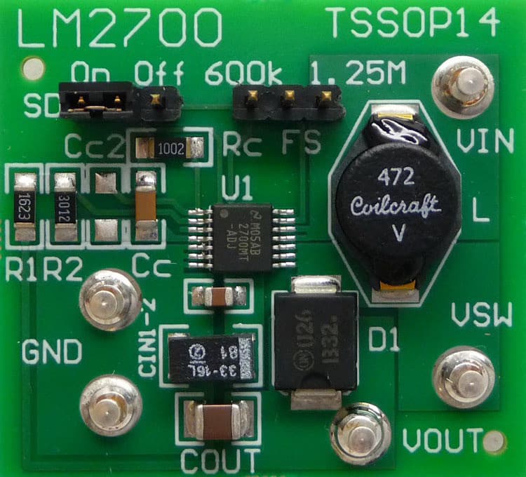 LM2700MT-ADJEV/NOPB, Evaluation Board for the LM2700, 8V DC to DC Single Output Power Supply for LCD TFT Display