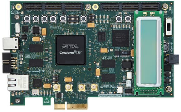 DK-DEV-4CGX150N, Cyclone IV GX FPGA Development Board provides a hardware platform for developing and prototyping low-power