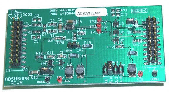 ADS7817EVM, MSOP8 Evaluation Module is an EVM that permits the testing of ADS8317, 12 bit MS0P8 devices