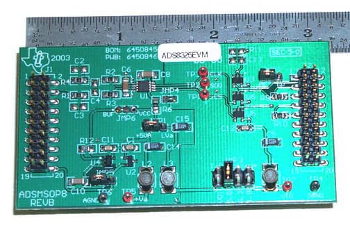 ADS8325EVM, MSOP8 Evaluation Module is an EVM that permits the testing of ADS8325, 16 bit MS0P8 devices