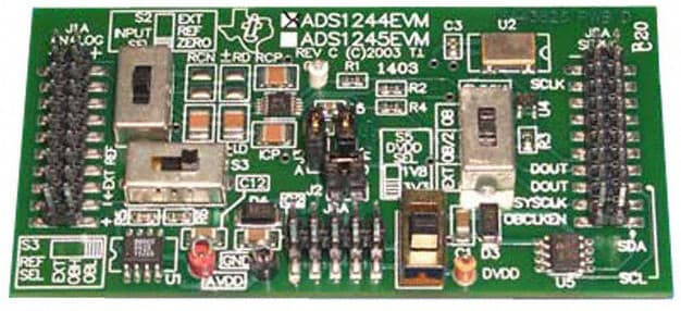 ADS1244EVM, Evaluation Board using ADS1244, 24-bit, 30 SPS delta-sigma Analog to Digital Converter