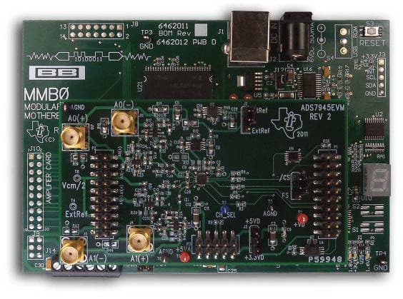 ADS7946EVM-PDK, Evaluation Board using ADS7946, dual channel, 14-bit, 2 MSPS, ultralow-power Analog-to-Digital Converter