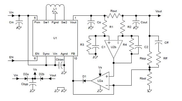 ADP2504 Buck-Boosted Converter uses 3.0 V to 4.2 V for the input voltage