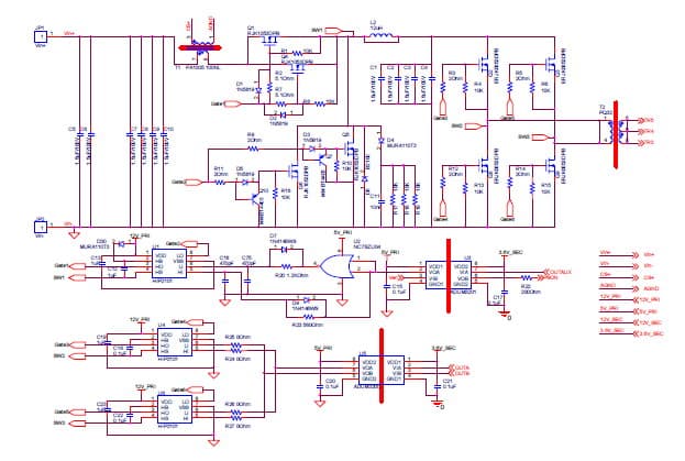 ADP1043A Buck and Full Bridge Controller with outputting of a 28V/14A DC voltage from a -36 to -60VDC input