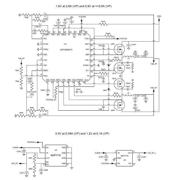 ADP1829 PWM buck controller uses 10.8 V to 13.2 V for the input voltage