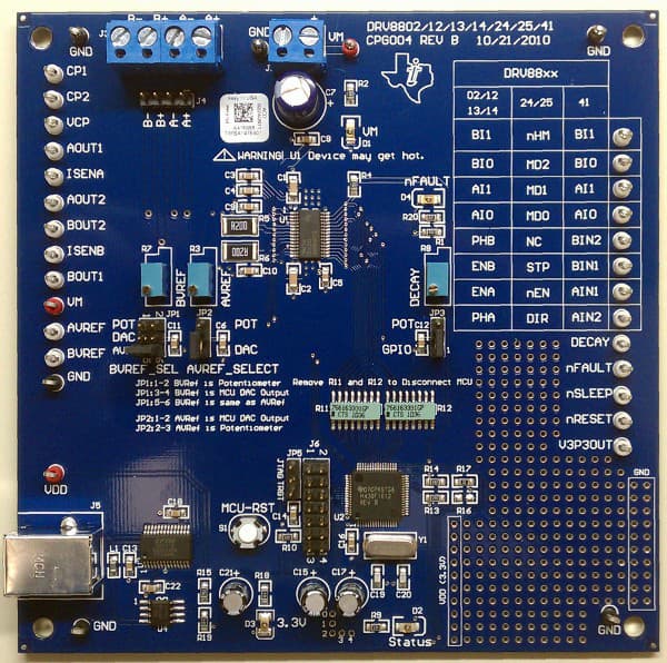 DRV8813EVM, Evaluation Board based on DRV8813 Dual H-Bridge Motor Driver with on chip indexer