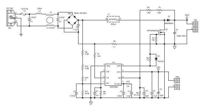 NCP1654PFCGEVB, Evaluation Board for the NCP1654 Power Factor Controller