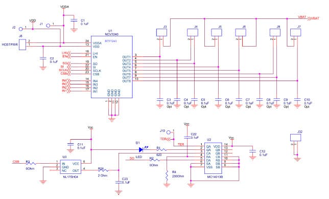 NCV7240GEVK, Evaluation Board for the NCV7240 Automotive 8-Channel Low Side Driver