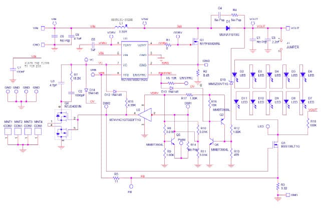 NCV8873LEDBSTGEVB, Adjustable Output Non-Synchronous Boost Controller Evaluation Board