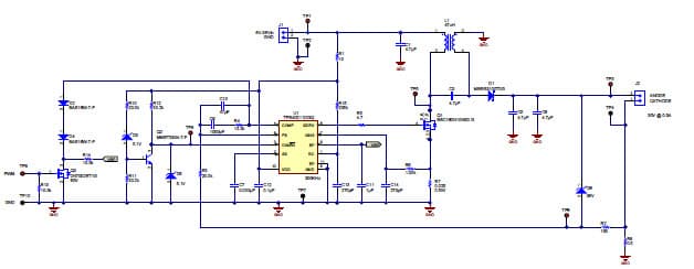 PMP8943, SEPIC Converter regulates 0.5A in LED String