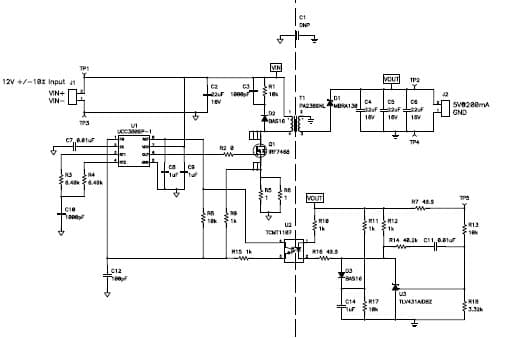 PMP3006, 10.8V to 13.2V Isolated 5V/0.2A Flyback