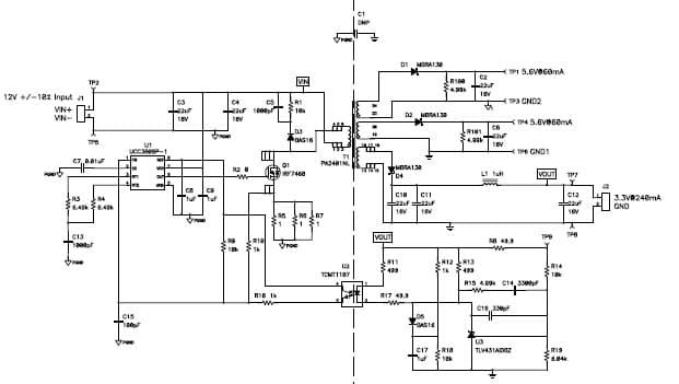 PMP3007, 10.8V to 13.2V Isolated Multiple Output Flyback