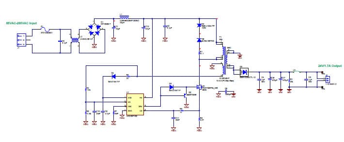 PMP9041, Primary-Side Regulated Flyback with 85-265VAC Input,(24V @ 1.7A)