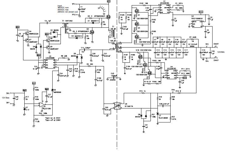 PMP8978, Half Bridge LLC Resonant converter producing 12V@460W from a 320V-400V input