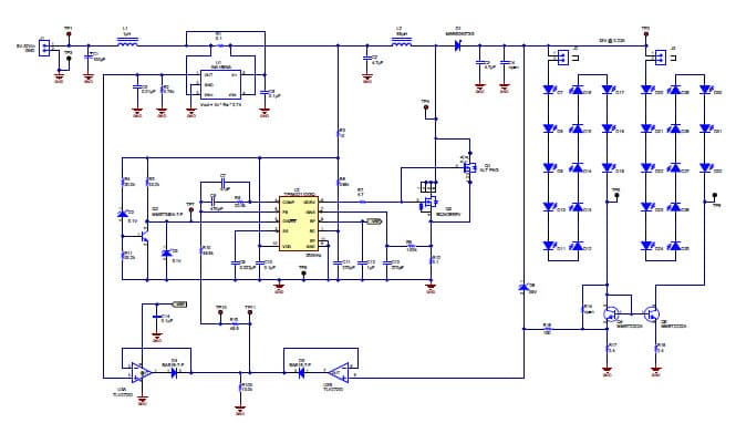 PMP8948, Automotive range boost converter drives two strings of LEDs