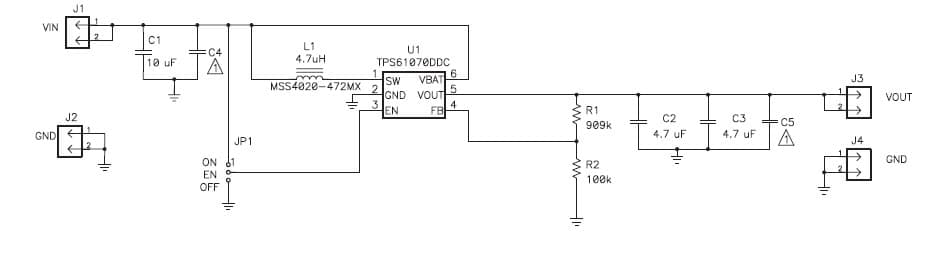 TPS61070EVM-062, Evaluation Module using TPS61070 high-efficiency boost converter