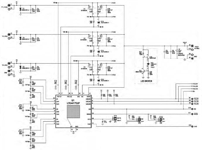 DC1717A, Demonstration Board using LTC4417 highest priority, prioritized power path controller